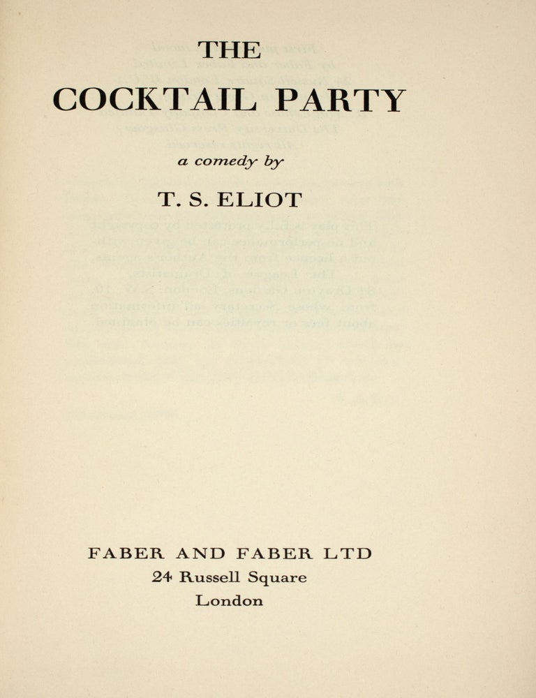 The Cocktail Party. A Comedy