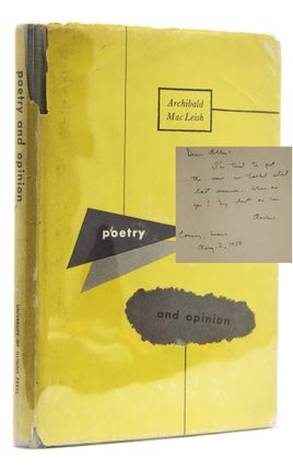 Item #220706 Poetry and Opinion. Archibald MacLeish