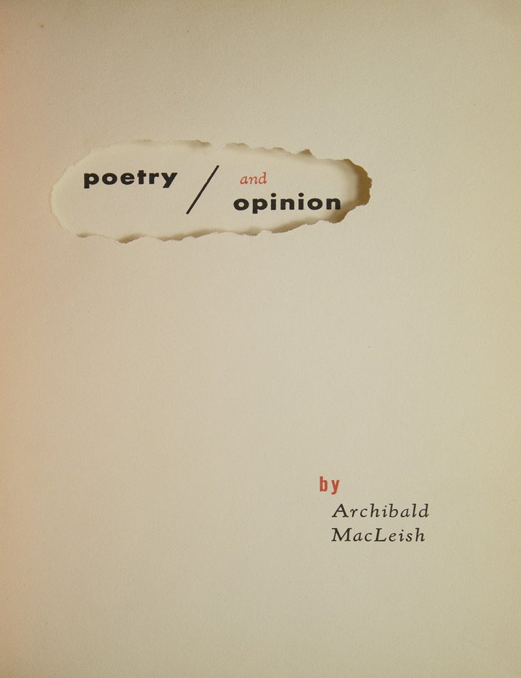 Poetry and Opinion
