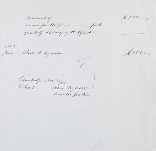 Item #221677 Manuscript receipt for $250, initialled by Agassiz, "for the quarterly Salary of the...