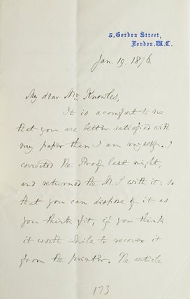 Item #222014 Autograph letter signed "James Martineau" James Martineau