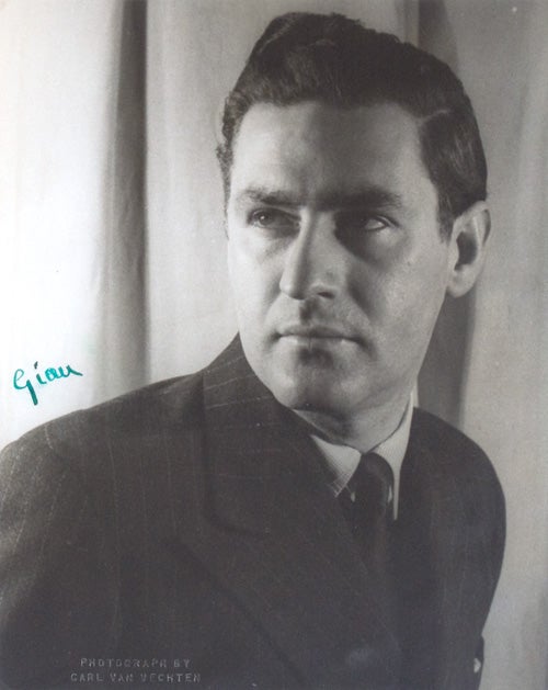 Item #222446 Portrait photograph of Gian-Carlo Menotti. Gian-Carlo Menotti, Carl Van Vechten.