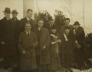 Item #222471 Group photograph of Gertrude Stein and Alice B. Toklas with unidentified faculty...
