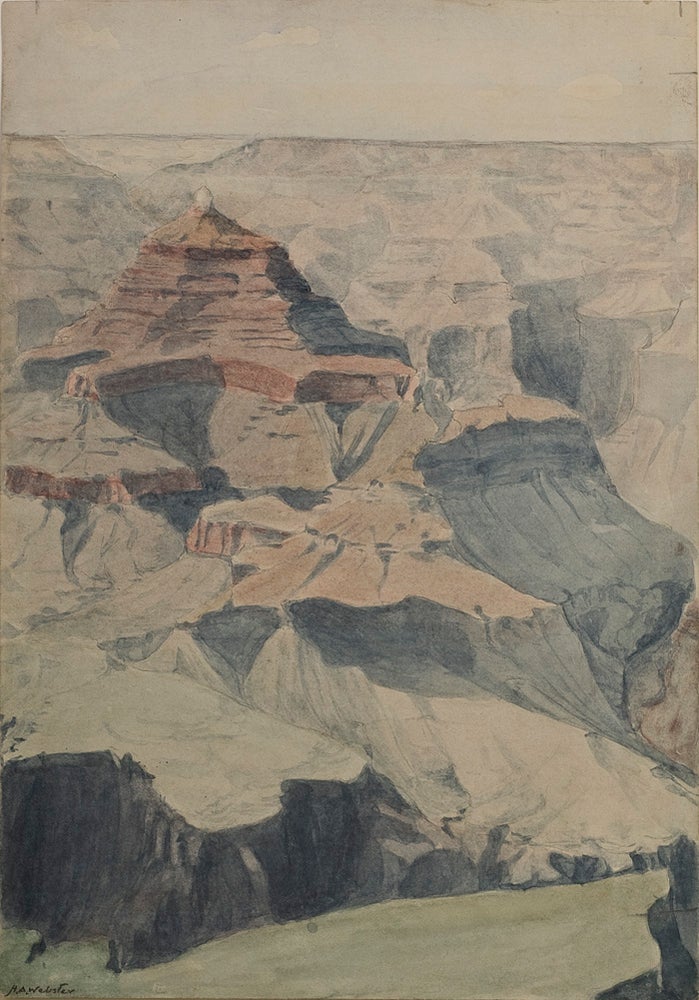 “Grand Canyon, Arizona“: watercolor on paper, signed