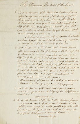 Item #222938 Manuscript Document entitled "The Previous Questions of the Court" giving...