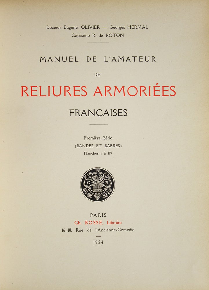 Manual de l'amateur de reliures amoriées françaises