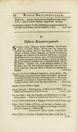 Item #223076 Libri de Rebus Britannicis, scilicet, Anglicis, Scoticis et Hibernicis. James Anderson