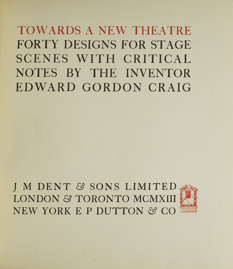 Towards a New Theatre. Forty Designs for Stage Scenes with Critical Notes by the Inventor