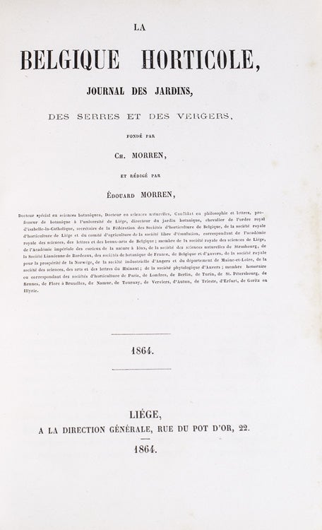 La Belgique Horticole. Annales de Botanique et d'Horticulture. Volumes 14 (1864) and 21 (1871)