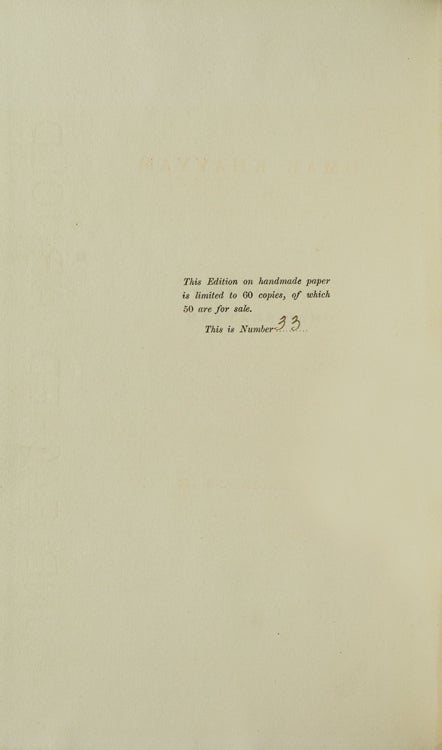 Rubáiyát of Omar Khayyám. Translated from the Persian by Edward Fitzgerald. With a Commentary by H.M. Batson and a Biographical Introduction by E.D. Ross