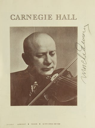 Item #224623 Signature of the violinist on Carnegie Hall Program cover. Mischa Elman