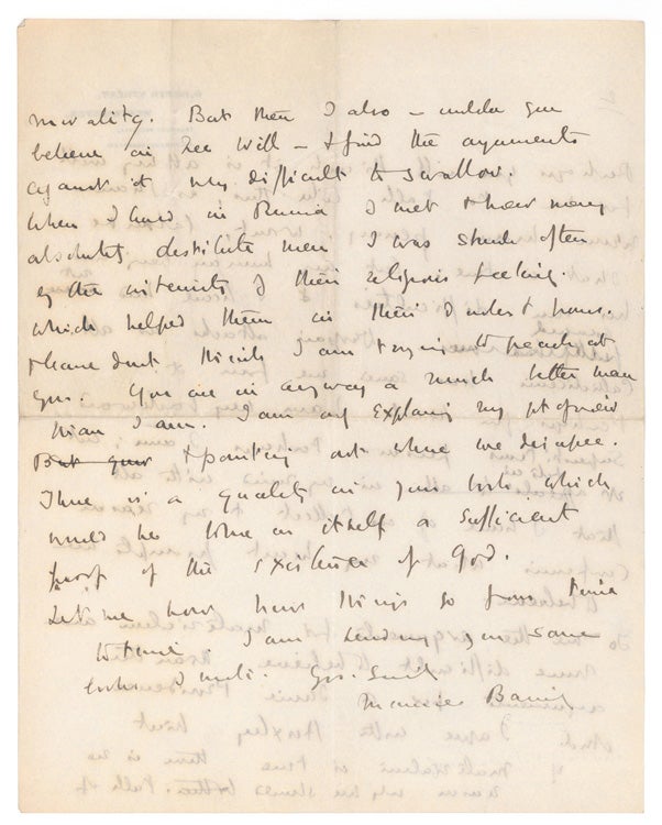 Autograph Letter, signed ("Maurice Baring") to an unidentified author whose book Baring is reviewing