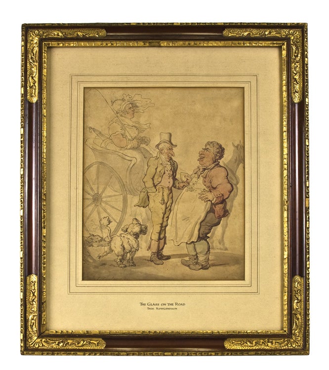 Item #225326 " The Glass on the Road". Watercolor on paper, signed "T. Rowlandson" , lower left. Thomas Rowlandson.