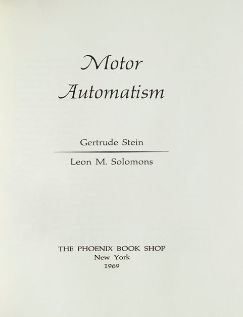 Motor Automatism. Introduction by Robert A. Wilson (2/3)