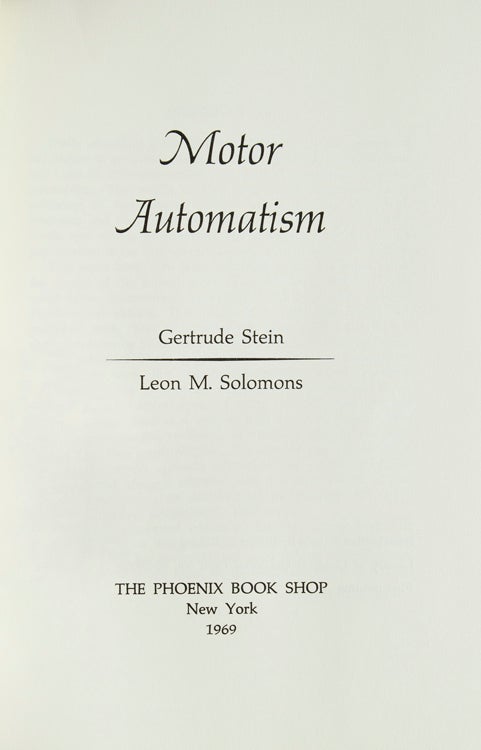 Motor Automatism. Introduction by Robert A. Wilson (2/3)