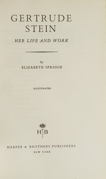 Gertrude Stein Her Life and Work