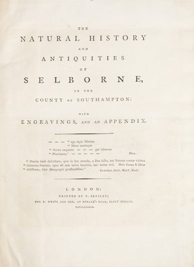 Item #226036 The Natural History and Antiquities of Selborne, in the Country of Southampton. Gilbert White.