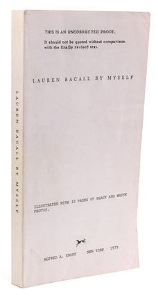 Item #226699 Lauren Bacall By Myself. Lauren Bacall