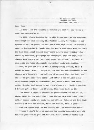 Item #228464 Typed Letter, Signed (“Samuel R. Delany”), to science fiction author Tom Disch,...