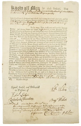 Item #228517 Printed Document, accomplished in manuscript, signed ("Nath. Waters & Benj....
