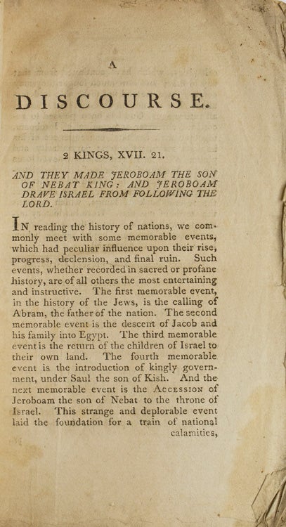 A Discourse delivered on the Annual Fast in Massachusetts, April 9, 1801