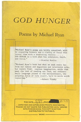 Item #229286 God Hunger. Poems by. Thomas M. Disch, Michael Ryan