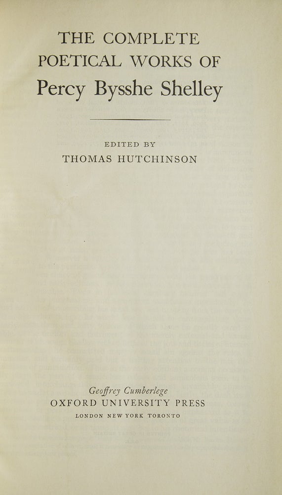 The Complete Poetical Works…Edited by Thomas Hutchinson