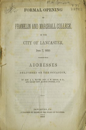 Item #22982 Formal Opening of Franklin and Marshall College in the City of Lancaster, June 7,...