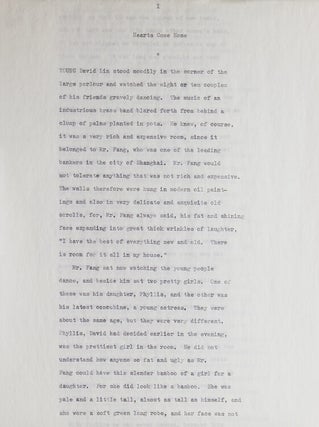 Item #230091 Typescript, signed ("Pearl S. Buck"), of her short story "Hearts Come...