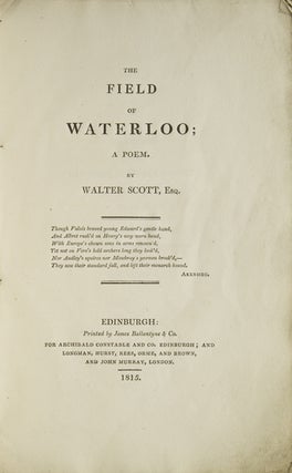 Item #231396 The Field of Waterloo; a Poem. Walter Scott