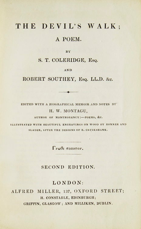 Item #231625 The Devil's Walk: A Poem. Edited...by H.W. Montagu. Samuel Taylor Coleridge, Robert Southey.