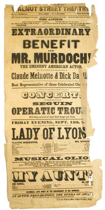 Item #23165 Broadside for the Walnut Street Theatre presenting Bulwer's “Lady of Lyons,”...