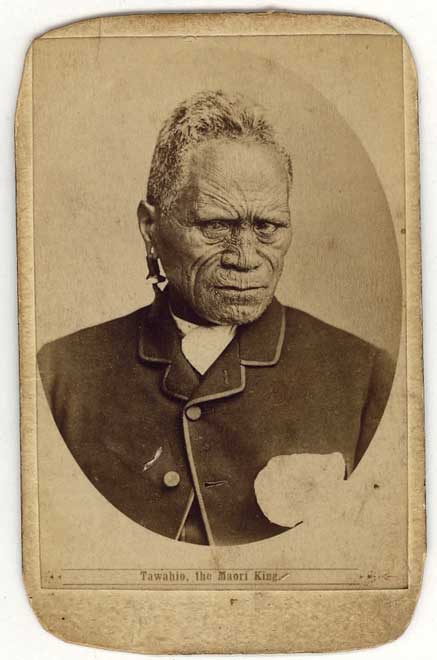 Item #232384 Carte de visite portrait of Tawhiao, 2nd Maori King, captioned “Tawahio [sic] the Maori King”. New Zealand.