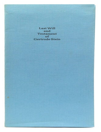Item #232519 Last Will and Testament of Gertrude Stein. Gertrude Stein.