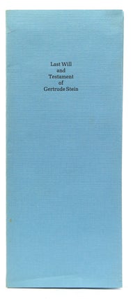 Item #232519 Last Will and Testament of Gertrude Stein. Gertrude Stein