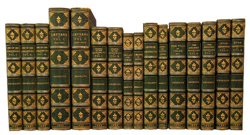 WORKS: comprising: Farina: A Legend of Cologne. London, 1857; The Ordeal of Richard Feverel. London, 1859. 3 volumes; Evan Harrington. London, Bradbury & Evans, 1861. 3 volumes; Emilia in England. London, 1864. 3 volumes; Rhoda Fleming. London, 1865. 3 volumes; Vittoria. London, 1867. 3 volumes; The Adventures of Harry Richmond. London, 1871. 3 volumes; Beauchamp's Career. London, 1876. 3 volumes; The Egoist. London, 1879. 3 volumes; The Amazing Marriage. 2 vols., 1892; Jump to Glory Jane, London, 1892 and many others