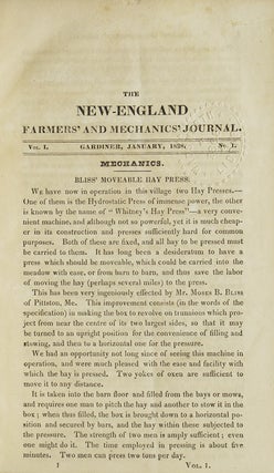 Item #233655 The New-England Farmers' and Mechanics' Journal. Vol. 1 Nos. 1-7 &10. E. Holmes, ed