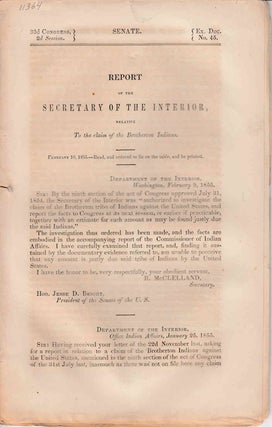 Item #233673 Report of the Secretary of the Interior, relative to the claim of the Brotherton...