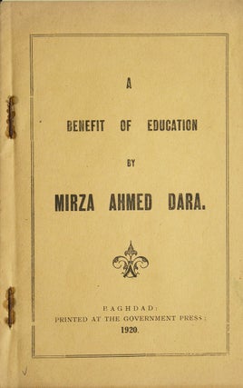 Item #233937 A Benefit of Education [Cover title]. Mirza Ahmed Dara