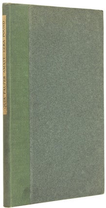 Item #234271 Quia Pauper Amavi. Ezra Pound