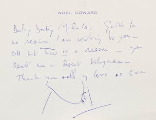 Item #23703 Autograph Note Signed ("Nol") to Beatrice Lillie ("Lady Peel"). Nol Coward