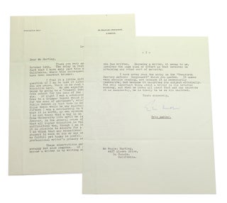 Item #23704 Typed Letter Signed ("Eric Ambler") to Westley S. Hartley, in response to the...