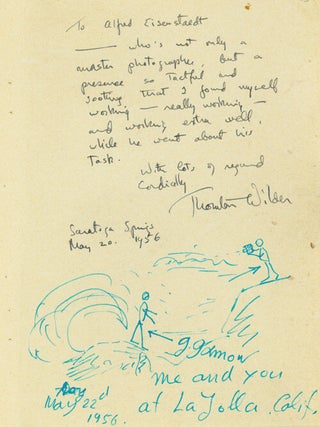 Item #237083 Autograph Note Signed ("Thornton Wilder") and dated ("Saratoga...