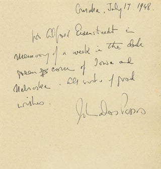 Item #237096 Autograph Note Signed ("John Dos Passos") to Alfred Eisenstaedt: "To...
