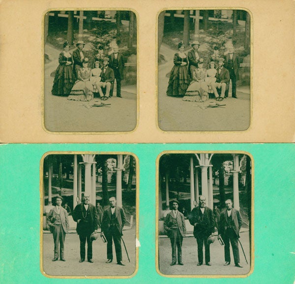 Item #238022 Two tintype stereographs taken at Saratoga Springs of Morton family. A. E. Alden.