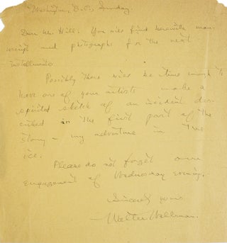Item #238164 Autograph Letter, signed ("Walter Wellman") to Mr. Hill, submitting a manuscript and...