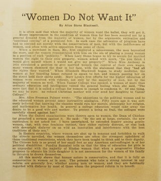 Item #238905 “Women Do Not Want It.”. Alice Stone Blackwell