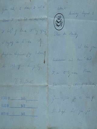 Item #241829 Autograph Letter, signed (“R.F. Burton”), to Leonard Smithers, concerning a...