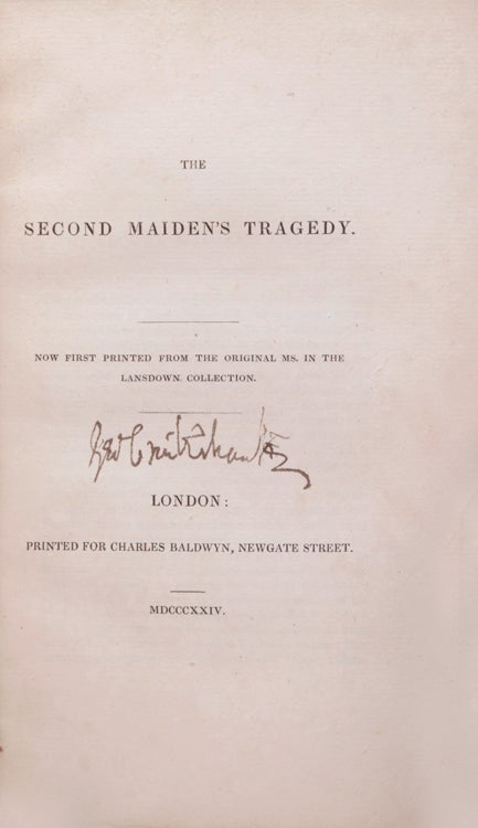 The Second Maiden's Tragedy. Now first printed from the original Ms. in the Lansdown collection