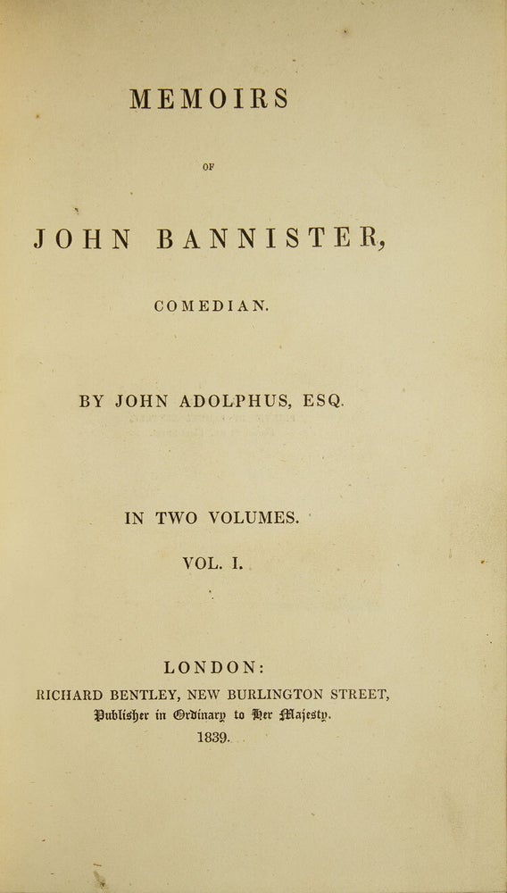 Memoirs of John Bannister, Comedian